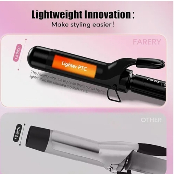 Farery 2 inch Curling Iron Lightweight  Ceramic Barrel, 9 Temp Digital Display - Picture 3 of 11